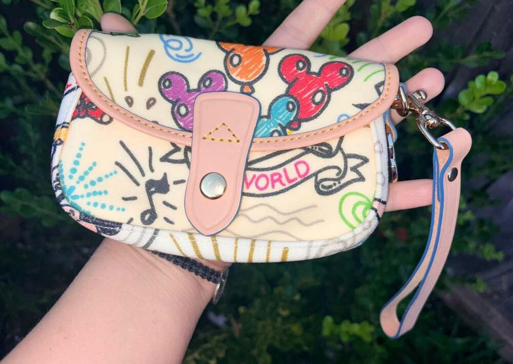 Dooney & Bourke Walt Disney World Disneyland Sketch Pattern Wristlet Pouch